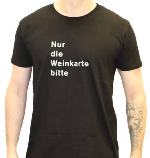 T-Shirt Schwarz "XS" "Nur die Weinkarte bitte" 